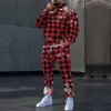 Conjunto de Moletom com Capuz Estilo High Street Americano, Moletom Estampado Retro Americano, Conjunto de Duas Peças de Moletom Tendência Retro Americano Esportivo