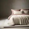 Juego de Ropa de Cama de Satén de Algodón de Fibra Larga de Dos Hilos 100S de Lujo para Hotel, Juego de Cuatro Piezas, Sábana de Cama 100% Algodón, Funda de Edredón, Artículos para el Hogar