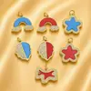 Collar de Estrella Arcoíris Colgante Turquesa Lindo Chapado en Oro Microincrustado Circonita Accesorios para Manualidades Joyería al por Mayor