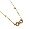 Colar Retro Transfronteiriço Amazon Símbolo do Infinito Número 8 para Mulheres com Strass, Banhado a Ouro 18K, Fashionável Cheio de Strass Luxo Leve