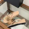 Chanclas Chuyuji estilo coreano con pedrería de fuegos artificiales para mujer, sandalias versátiles de tacón bajo antideslizantes para vacaciones en la playa