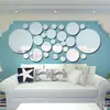 Adesivo de parede espelhado acrílico tridimensional DIY redondo de cristal geométrico transfronteiriço decoração de quarto sala de estar
