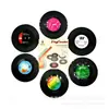 Conjunto de Seis Porta-Copos Redondos de Silicone Antiderrapante para Discos de Vinil, Bases Retro para CDs de Vinil, Almofadas de Isolamento Térmico, Venda Quente Transfronteiriça