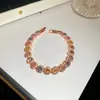 Pulseira redonda em zircônia cúbica banhada a ouro 18k real, uma peça de joalheria de nicho, de alta qualidade, moderna e requintada, um acessório leve e versátil para mulheres