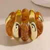 Pulsera Cruzada Europea y Americana de Acrílico con Manchas y Puntadas Ovaladas, Pulsera de Lujo Ligero de Alta Gama, Joyería de Mano Exagerada Personalizada para Mujeres