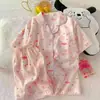 Entity Packing Nube Algodón Verano Nuevo Estilo Pijama para Mujer Delgado Dulce Dibujos Animados Manga Corta Pantalón Corto Conjunto de Ropa para el Hogar
