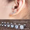 Joyería para perforaciones de acero de titanio igual a la de Amazon al por mayor Pendientes de circonita AA Pendientes de pastel redondo Clavos para el cartílago del oído con circonita de cuatro garras