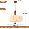 Lámpara colgante pequeña retro de madera maciza estilo vintage con tela de algodón y lino, estilo wabi-sabi japonés, luz de ambiente creativa para comedor, casa de huéspedes, dormitorio
