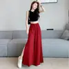 Traje Drapeado Pantalones de Pierna Ancha para Mujer 2026 Verano Nuevo Estilo Coreano Petite Cintura Alta Casual Abertura Rectos de Pierna Hasta el Suelo