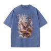 ONE PIECE Camiseta de Manga Corta de Algodón Puro Lufei Verano Nueva Holgada Talla Grande Lavado Industrial al Agua para Dar un Aspecto Vintage