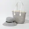 Bolso de paja estilo Chanel, conjunto estilo old money, pequeño colgante, bolso y sombrero de moda y versátiles, ligero y protector solar