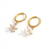 Pendientes de Acero Inoxidable Transfronterizos Incrustados con Circonita Contorno en Forma de C Pendientes de Flor de Diamante Lujo Accesible Moda Pendientes Chapados en Oro de 18K