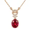 Collar de Gota de Agua con Incrustaciones de Diamante y Doble Anillo para Mujer, Lujo Ligero de Moda con Personalidad, Cadena para Clavícula Versátil Color Rojo Granada Estilo Nuevo 2026