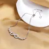 Moda Europea y Americana Joyería de Cobre Blanco Figura de Infinito Amor Pulsera de Ocho para Mujer, Diseño de Nicho Estilo Ins, Pulsera de Personalidad Ajustable