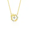 Collar de Plata de Ley 925 para Mujer Sansheng Youxing Nicho Lujo Ligero Gama Alta Ginkgo Circonita Corazón Colgante Accesorios de Joyería