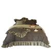 Juego de cuatro piezas de algodón puro lavado de estilo retro pastoral coreano Algodón suave y agradable para la piel Funda de edredón Sábana Bajera Ropa de cama con volantes