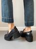 Mocassins de Sola Grossa em Estoque para Mulheres Baixinhas, Sapatos Casuais de Plataforma Impermeáveis de Outono com Salto Alto
