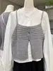 Chegada Nova 2025 Top Curto Tricotado Vazado Empilhado com Alça Estilo Coreano Versátil para Mulheres Roupa de Verão Estilo Doce Campus