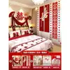 Decoração de Personagem Dupla Felicidade em Placa Kt para Parede de Cabeceira do Quarto da Noiva, Montagem de Ambiente para Quarto de Casamento, Conjunto de Casamento, Decorações de Casamento