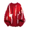 Fabricante de suéteres: Novo estilo casual folgado marca da moda gola redonda jovem estilo old money color block rasgado marca da moda suéter masculino