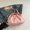 Bolso de Cubo Plegable Portátil de Moda Bolsa de Cordón para Mujer 2024 Nuevo Estilo Coreano Ligero Casual Bolso de Hombro Cruzado