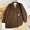 Esta Cor Chocolate Está em Estoque! Conjunto de Veludo Cotelê Feminino de Primavera Jaqueta de Blazer Casual Solta de Primavera Feminina