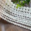 Cuentas redondas de mármol blanco natural, cuentas sueltas de jade blanco, pulseras de cuentas de piedra blanca, accesorios para bricolaje, horquilla antigua.