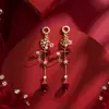 Pendientes de Copos de Nieve Diseño de Nicho Chicas Dulces Lindos Copo de Nieve Pendientes de Navidad Año Nuevo Pendientes Rojos Otoño e Invierno