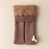 Medias gruesas y cálidas con forro polar para bebé, leggings grandes de PP para niña, calcetines de una pieza con rayas verticales de color liso para niña