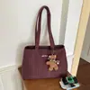 Bolsa de Tote para Viajes Transfronterizos con Rejilla para Mujer 2026 Nuevo Estilo Tendencia Otoño Lana Bolso de Hombro Único Bolsa Cubo de Gran Capacidad