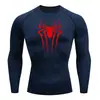 Teum Export Camiseta de Manga Corta de Compresión de Secado Rápido con Estampado de Araña para Hombre Y2K Capa Base para Correr Body para Entrenamiento de Fitness
