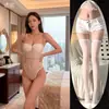 Body Ailani con Hueso de Pescado, Cintura Ajustada con Cadena, Panel de Malla Sexy, Ajustado, Camisón para Venta al por Mayor