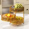 Bandeja de frutas de luxo giratória para sala de estar, uso doméstico, bandeja expositora de lanches para mesa de centro, caixa expositora, cesta de armazenamento, cesta de frutas de alta qualidade