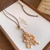 Colar de Corda de Couro com Pingente de Concha e Franja Luz de Luxo High-End Versátil Corrente de Clavícula Design Fashionable Sentido de Design Colar de Nicho Acessórios para Mulheres Atacado