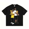 Camiseta de manga corta resistente con estampado de cuello pequeño estilo americano Stewell Kobe O'Neal, camiseta básica de marca de moda de comercio exterior