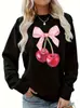 Envío Gratuito Transfronterizo 180g En Stock Estación Independiente Ropa de Mujer Transfronteriza Europea y Americana Sudadera con Estampado de Cerezas Aliexpress Amazon Camarón