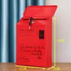 Buzón de Hierro Forjado Estilo Británico Montado en Pared con Cerradura, Caja de Amor