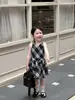 2026 Verano Nuevo Estilo Coreano Ropa Infantil Niñas Cuello en V Francés Espalda con Lazo Tirantes Finos Vestido Camiseta Vestido