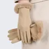 Luvas Quentes para Mulheres no Inverno, Espessadas com Lã, Fofas, à Prova de Vento, Espessadas com Lã, Adequadas para Ciclismo ao Ar Livre, Luvas Quentes com Tela Sensível ao Toque