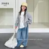 Chaqueta con Capucha para Niña YOJIA Primavera y Otoño 2026 Nueva Moda Suelta Sudadera Cardigan para Niña Pequeña Ropa de Otoño para Niños
