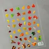 Pegatinas de Hoja de Arce de Otoño con Relieve Transfronterizas 3D Impermeables Ardilla Hongo Piña Calabaza Pegatinas para Uñas Estilo Ca