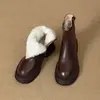 Botas de Nieve para Mujer 2026 Estilo Nuevo Botas Otoño/Invierno Cálidas Gruesas de Felpa Zapatos Grandes de Algodón Piel Suave Suela Gruesa Punta Redonda Forradas Botas Martin