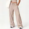 Calça de yoga cross-border com bolsos, calça casual larga e solta com caimento moderno, calça esportiva e de fitness feminina