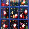 Nuevo SKJD2314 - Pegatinas electrostáticas navideñas de Papá Noel con diseño de escena de vidrio para ventana, pegatinas decorativas de pared