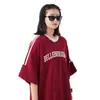 Camiseta Retro Americana de Manga Corta para Hombre, Verano Ins Marca de Tendencia Clásico Tres Rayas Mangas Raglán, Camiseta Casual Holgada para Pareja