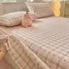 Estilo Doce Coreano 100% Algodão Lençol de Cama Peça Única Dormitório Estudantil Coração de Menina Capa de Edredom 100% Algodão Quarto de Casa Antiderrapante Manta Kang