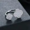 Anel de quatro folhas personalizado estilo coreano transfronteiriço com diamante design geométrico simples nicho anel de metal à vista