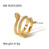 Anillo geométrico europeo y americano transfronterizo de acero inoxidable con forma de serpiente, electrochapado al vacío en oro de 18K, moda personalidad femenina