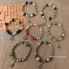 Nueva Colección de Pulseras Chinas ~ Pulsera de Cerámica con Cuentas Estilo Étnico Estilo Zen Estilo Nacional Pulsera Elástica con Colgante para Mujer