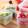 Caja de almacenamiento de cuatro compartimentos para cocina, para cebolletas, jengibre y ajo, para el refrigerador, para conservar la frescura de las cebolletas, escurridor, redondo, para verduras, frutas y alimentos.